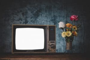 vieille-tele-retro-est-encore-vie-vases-fleurs